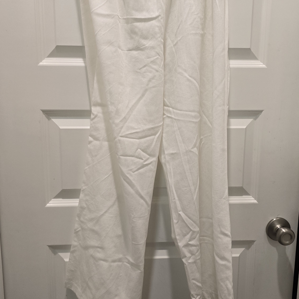 Women's White Drawstring Palazzo Pants - Picture 7 of 7